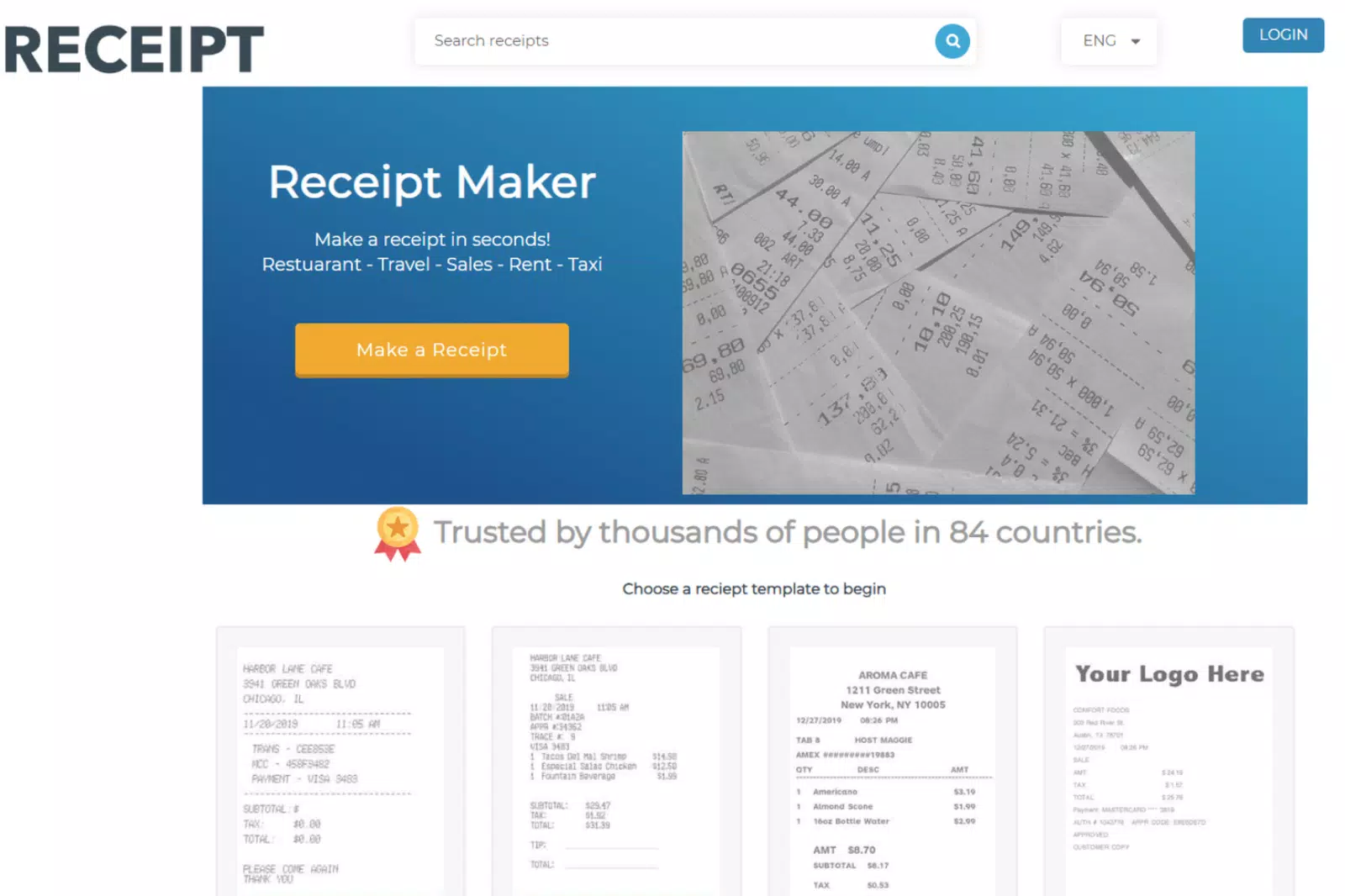 Home Page of MakeReceipt