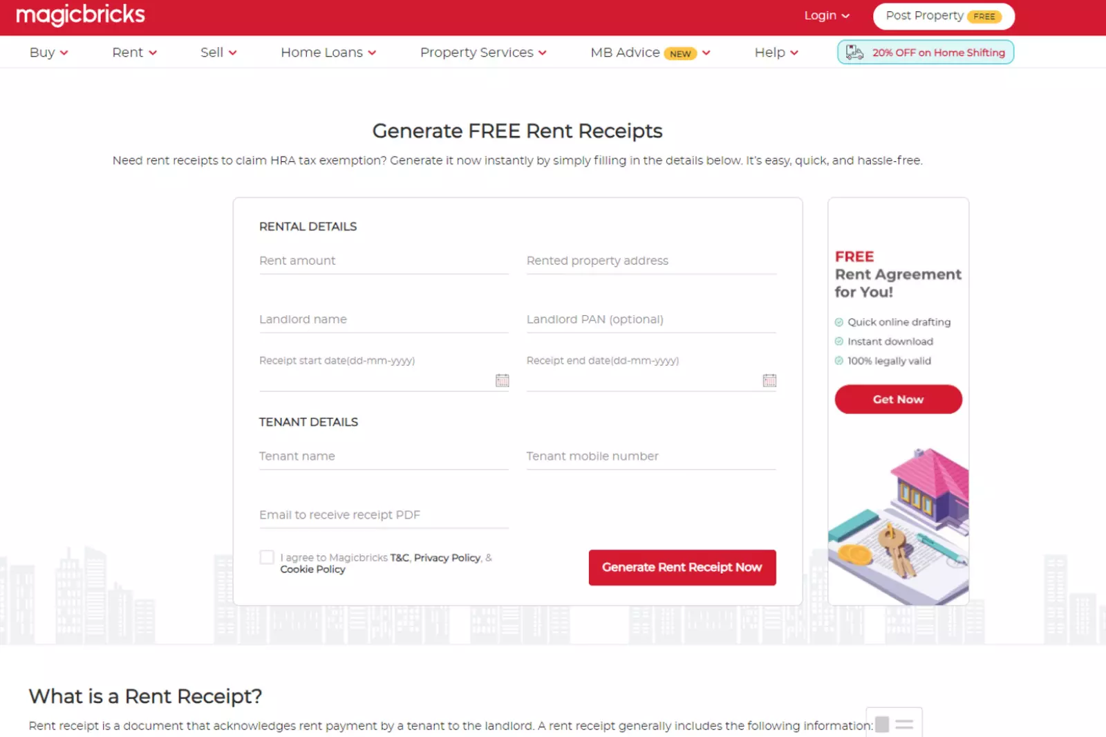 Home Page of Magicbricks