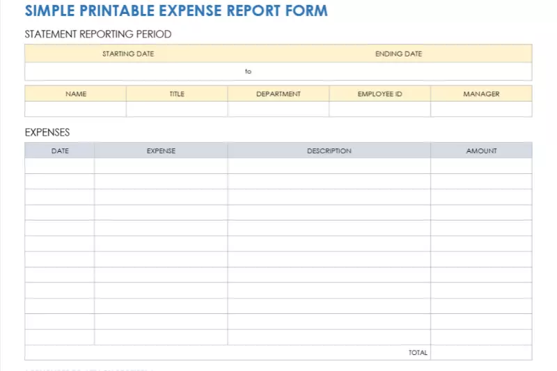 Home Page of Expenses Report